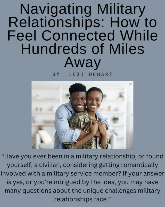 Finding your way through a military relationship is very challenging. That being said, it is totally possible! If you or someone you know is struggling with finding the ropes of this complicated life style, read this!  https://decidetocommit.com/navigating-military-relationships-how-to-feel-connected-while-hundreds-of-miles-away/  #decidetocommit #romanticrelationships #militaryrelationship